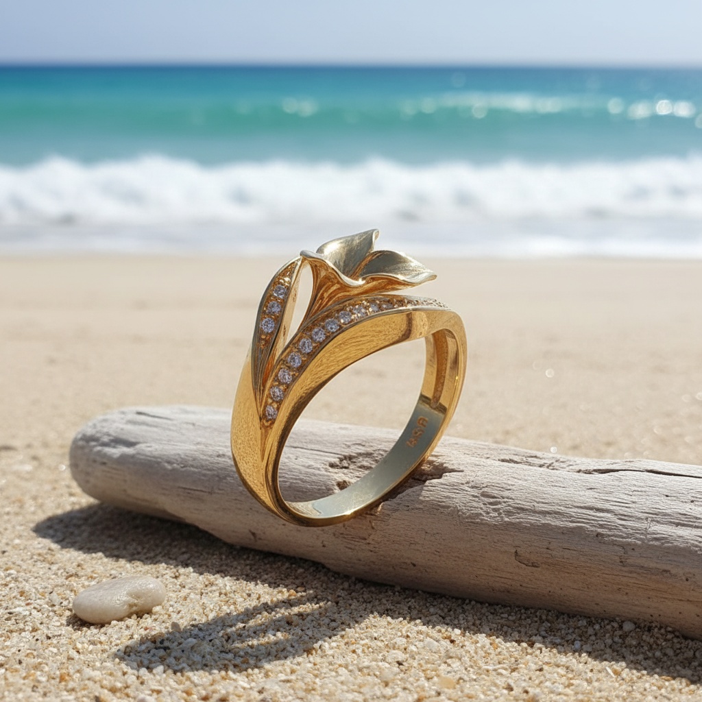 Women's Romantic Flower Design Ring Inlaid with Zirconia